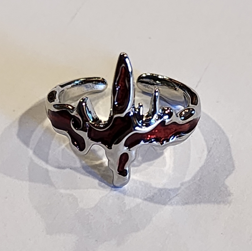 Punk Grunge Red Adjustable Ring